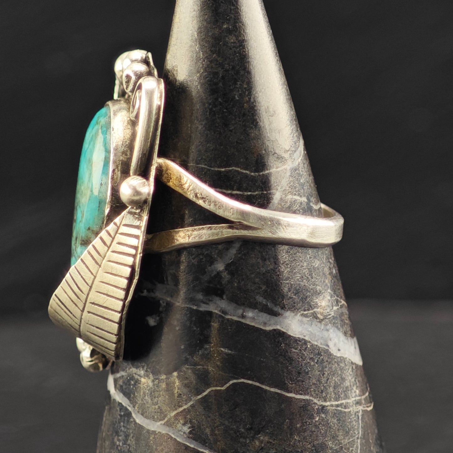 Native American Turquoise Ring Sterling Silver Sz 7 R6433