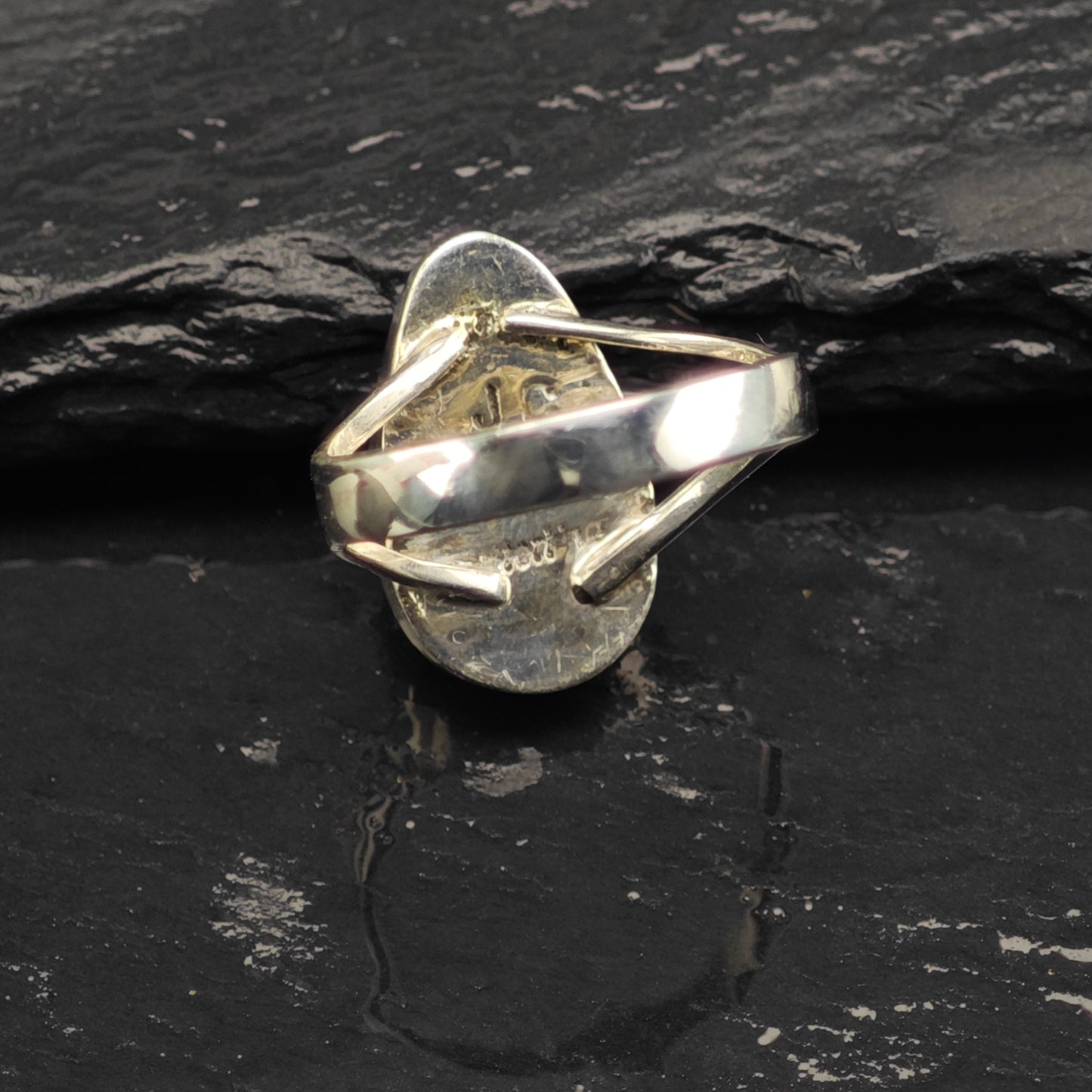 Native American Lab Opal Inlay Ring Sterling Silver Sz 7 1/2 R6439