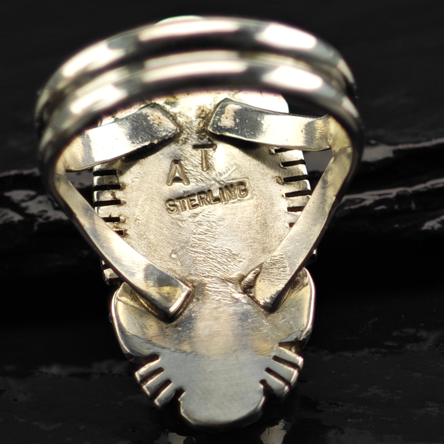 Multi Stone Inlay Ring Sterling Silver Sz 8 R6440