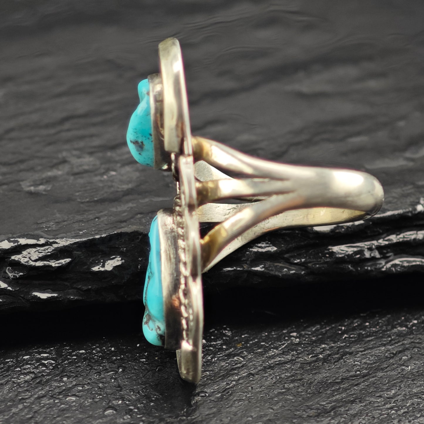 Sw Turquoise Stamped Sun Design Ring Sterling Silver Sz 7 R6444