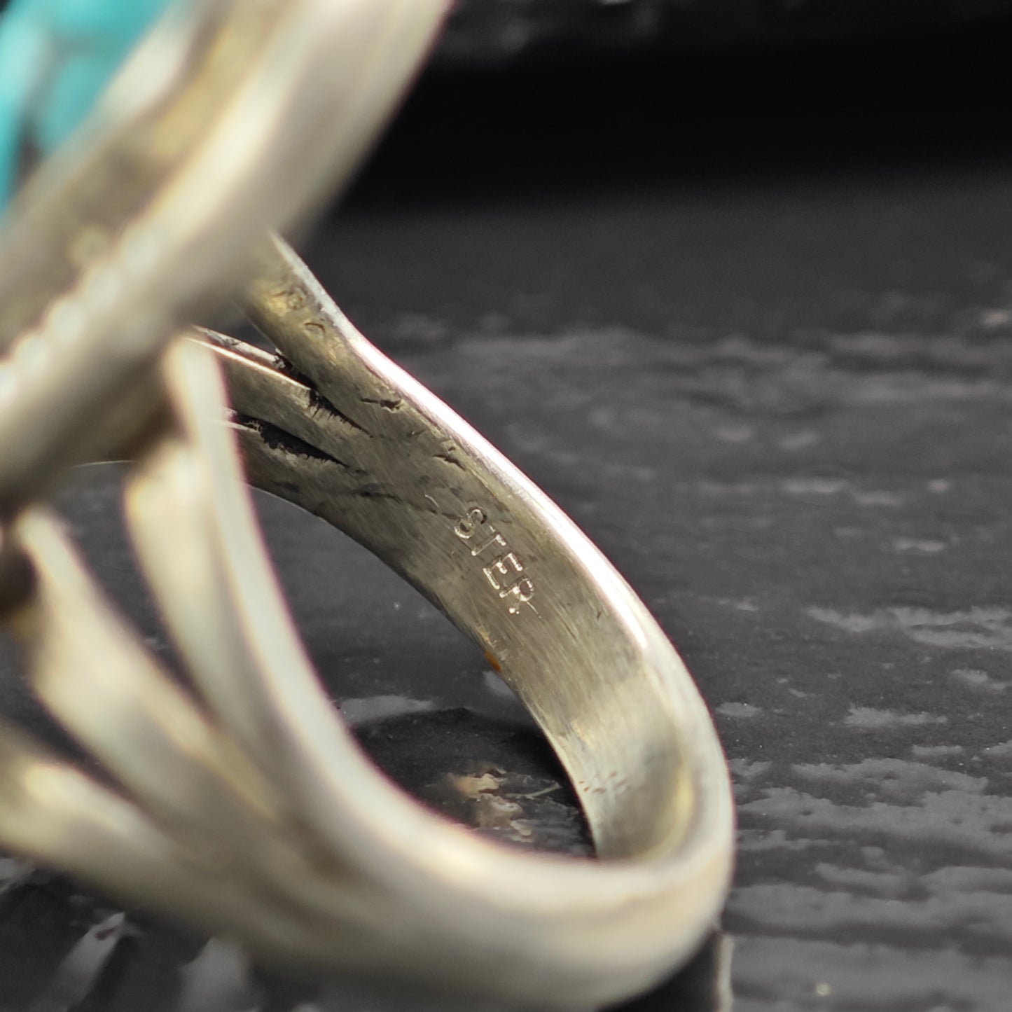 Sw Turquoise Stamped Sun Design Ring Sterling Silver Sz 7 R6444
