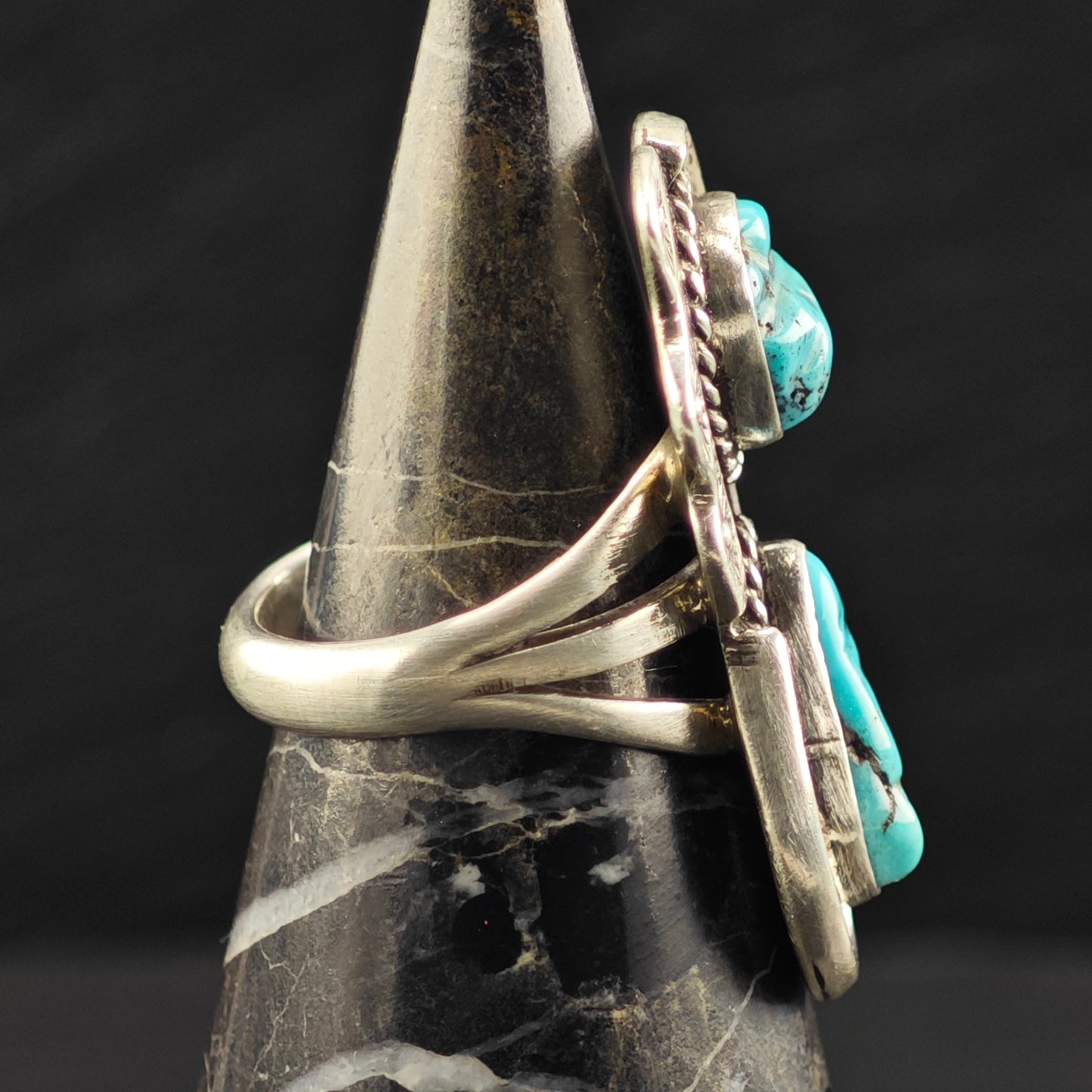 Sw Turquoise Stamped Sun Design Ring Sterling Silver Sz 7 R6444