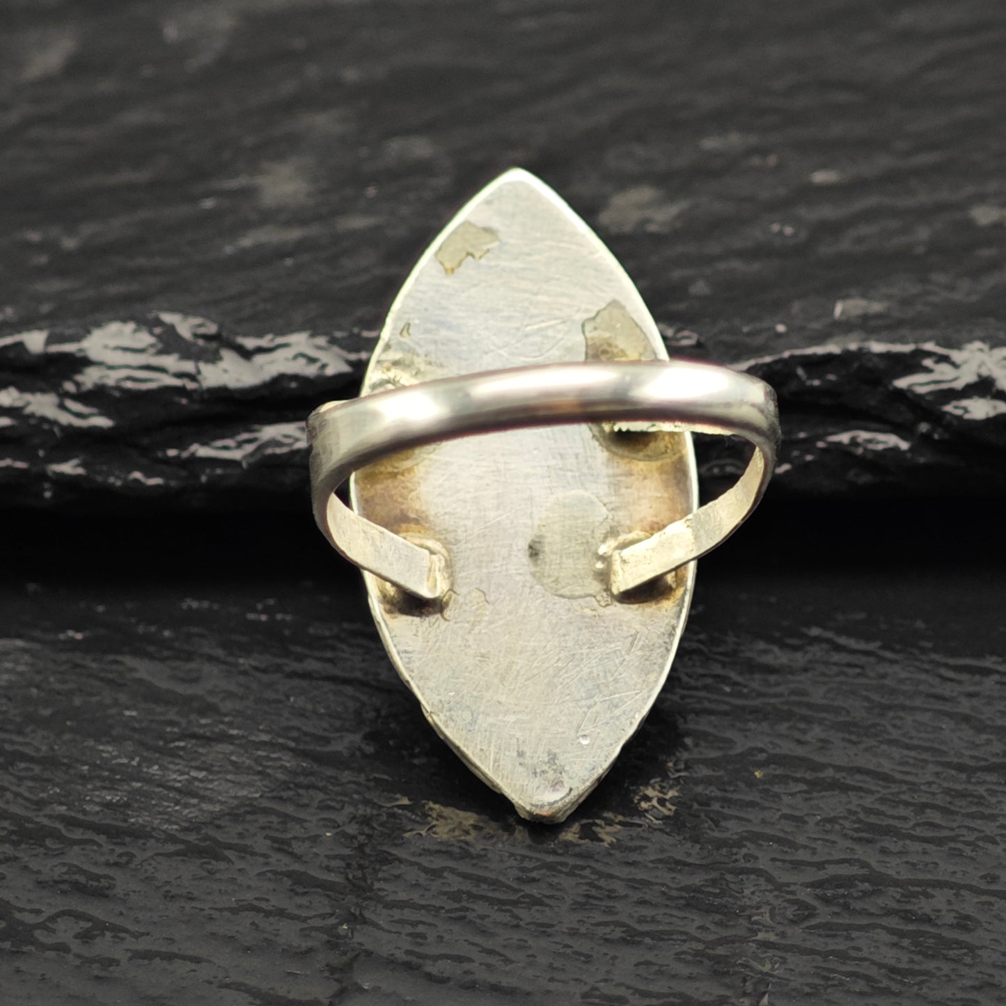Sw Marquis Shaped Inlay Ring Sterling Silver Sz 7 R6445