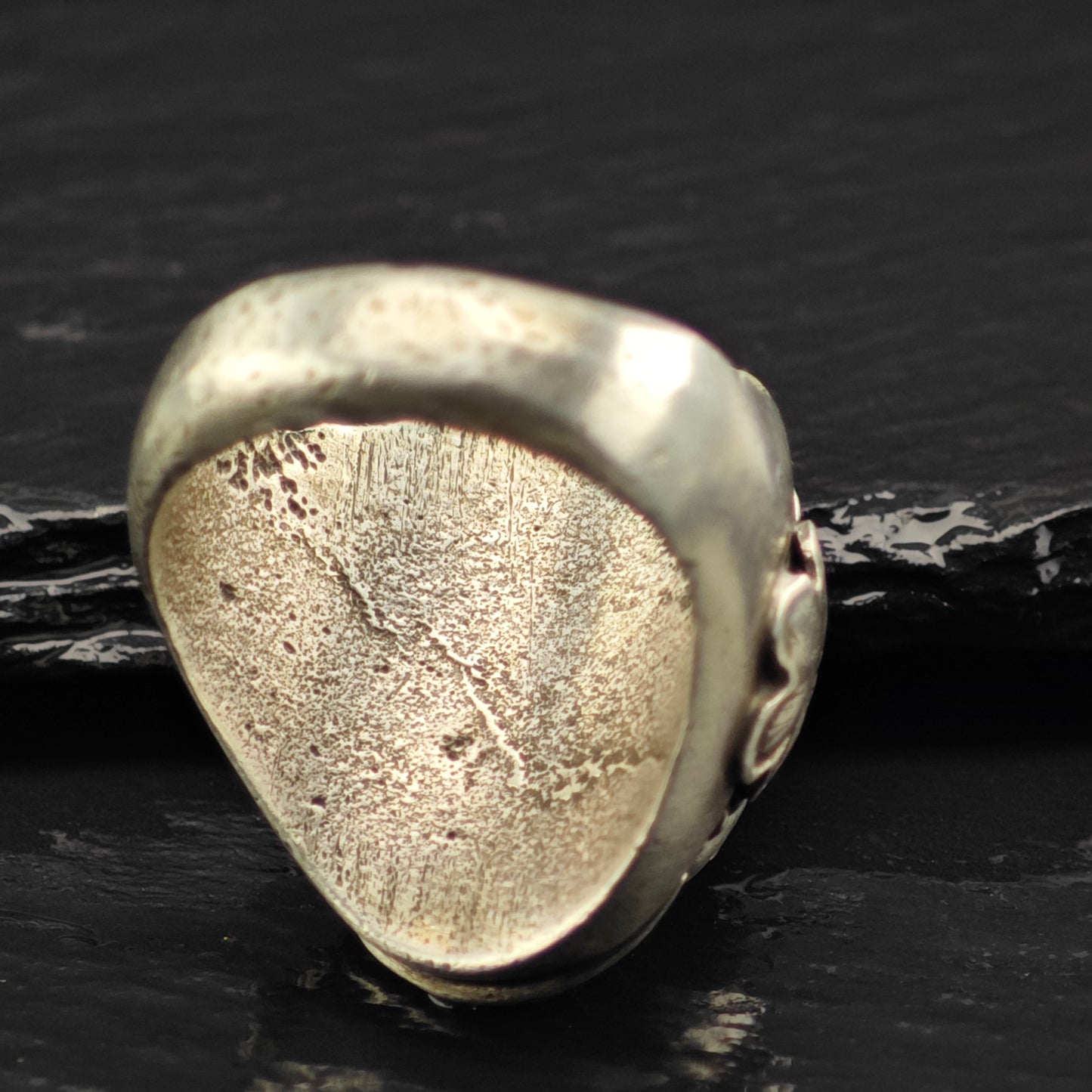 Early Tufa Cast Native American Green Turquoise Ring Sterling Silver Sz 10 R6449