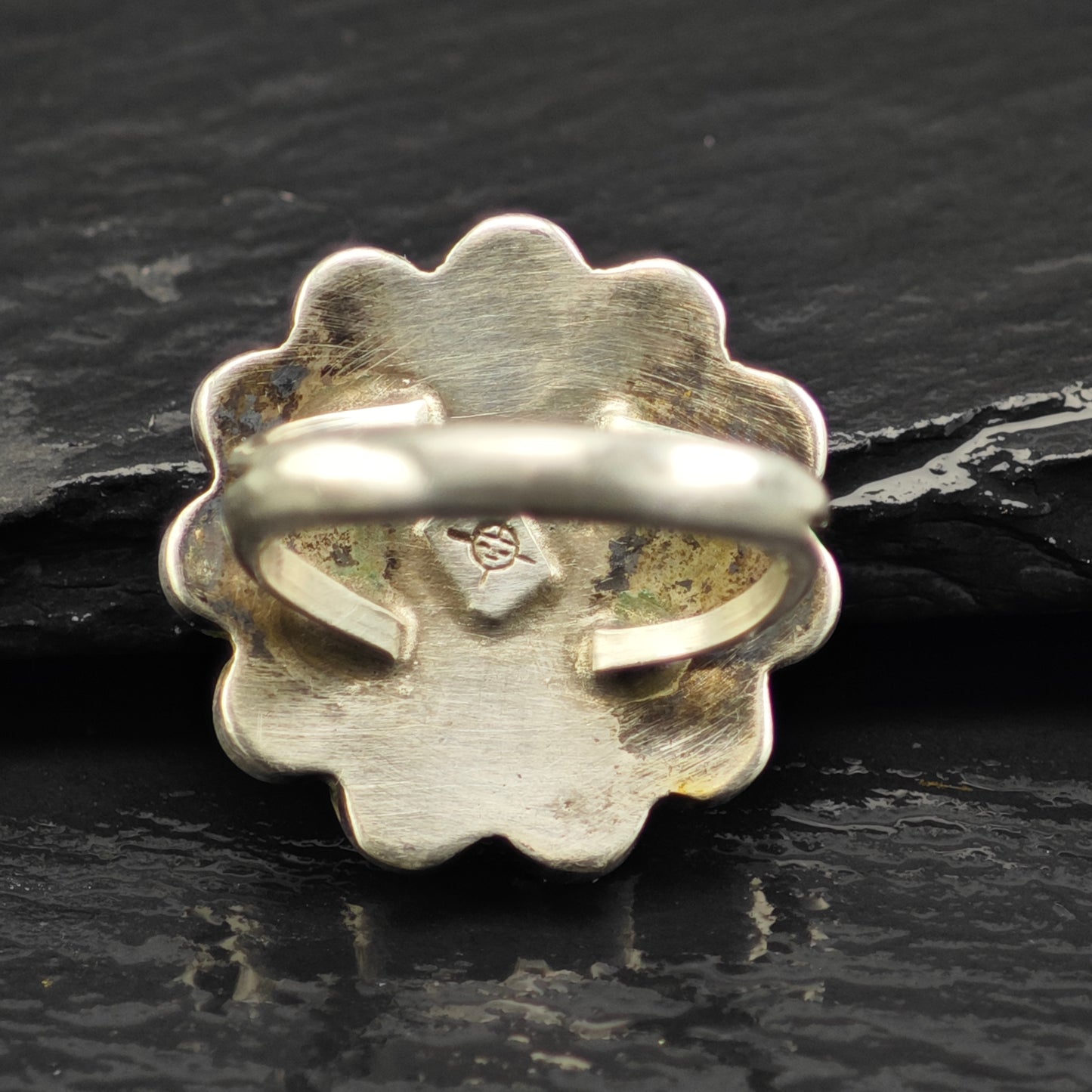 Zuni Sunface Inlay Ring Sterling Silver Sz 6 R6451