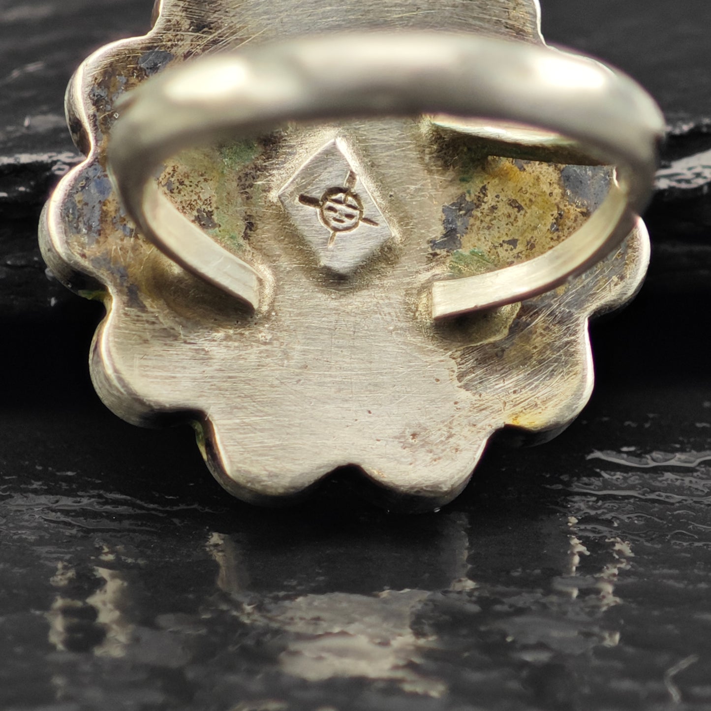 Zuni Sunface Inlay Ring Sterling Silver Sz 6 R6451