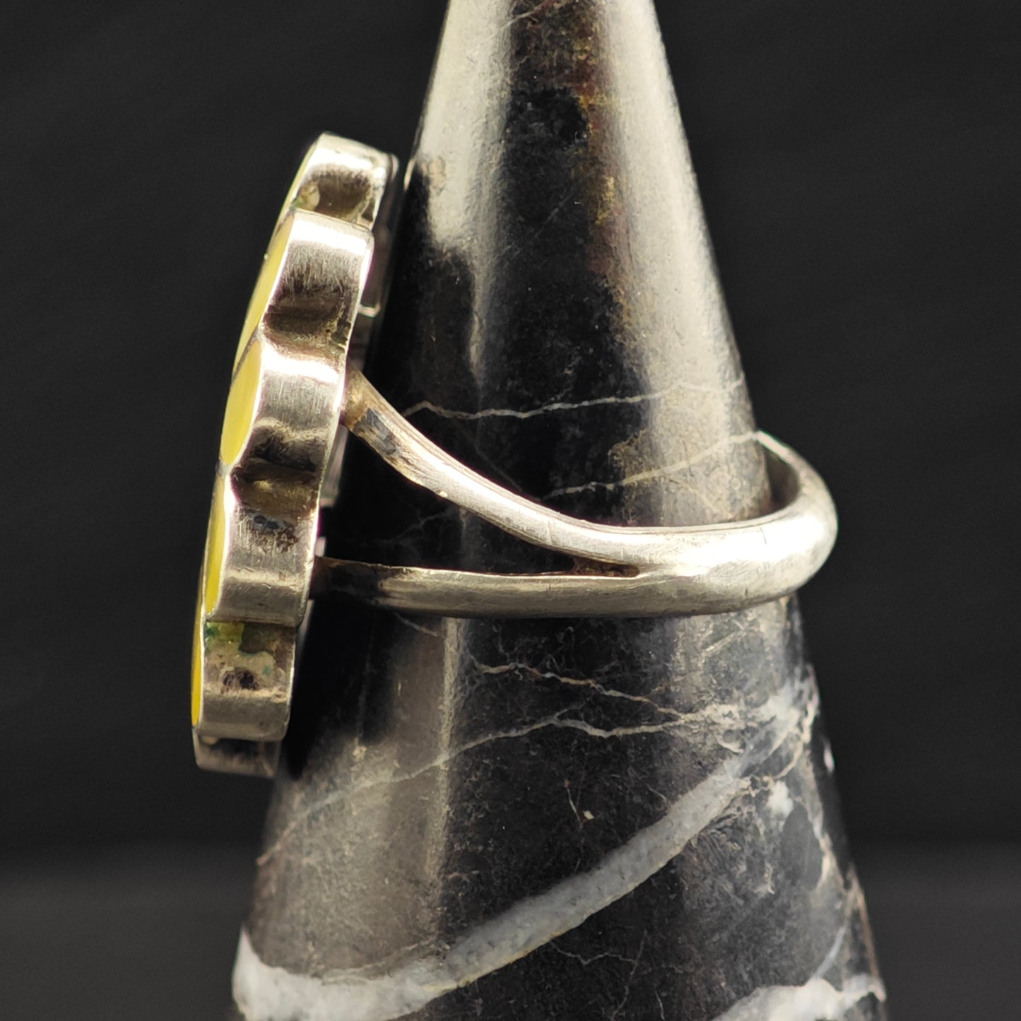 Zuni Sunface Inlay Ring Sterling Silver Sz 6 R6451