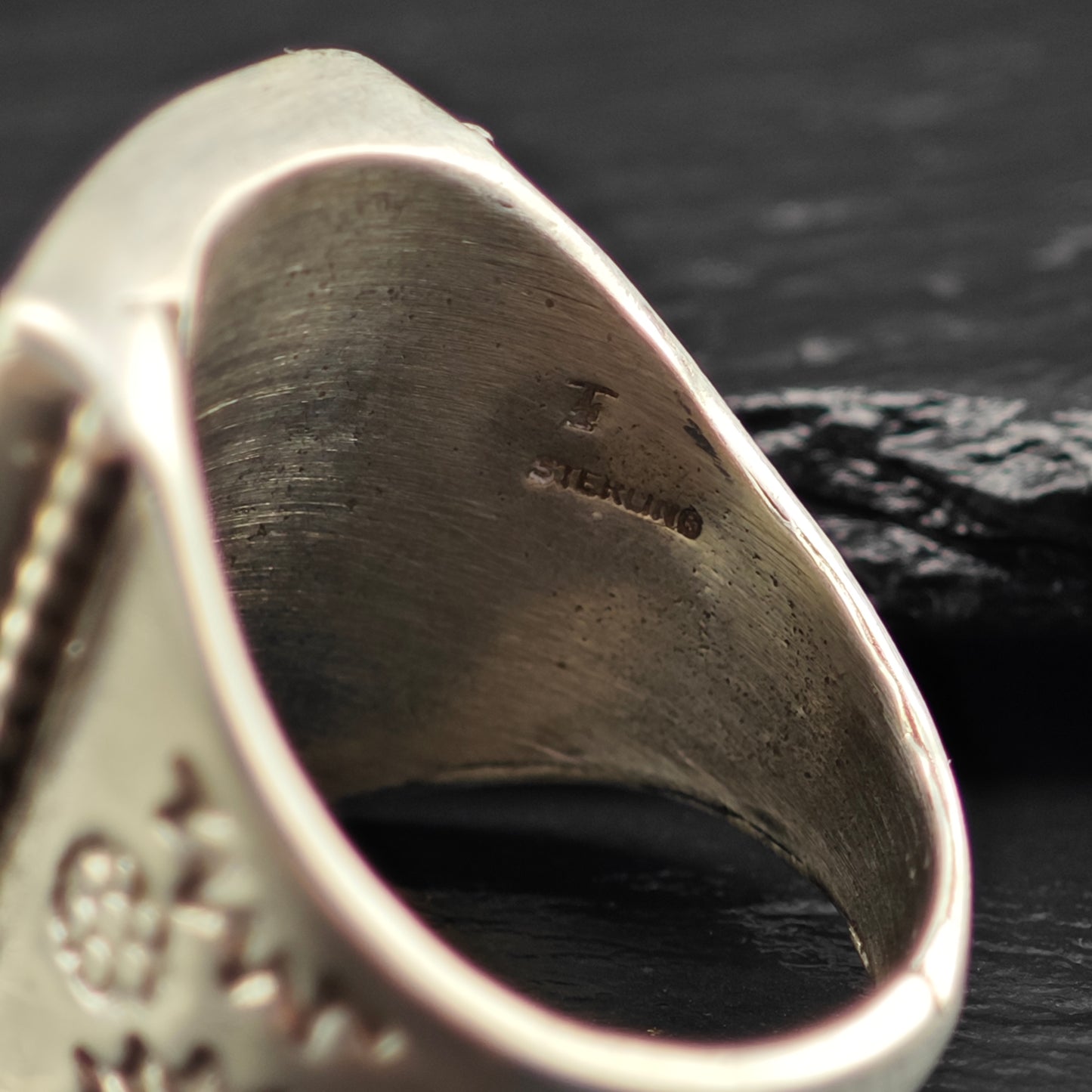 Native American Inlay Ring Sterling Silver Sz 10 1/2 R6452
