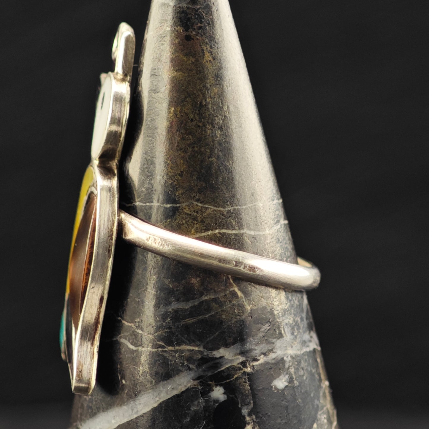 Zuni Inlay Bird Ring Sterling Silver Sz 7 R6459