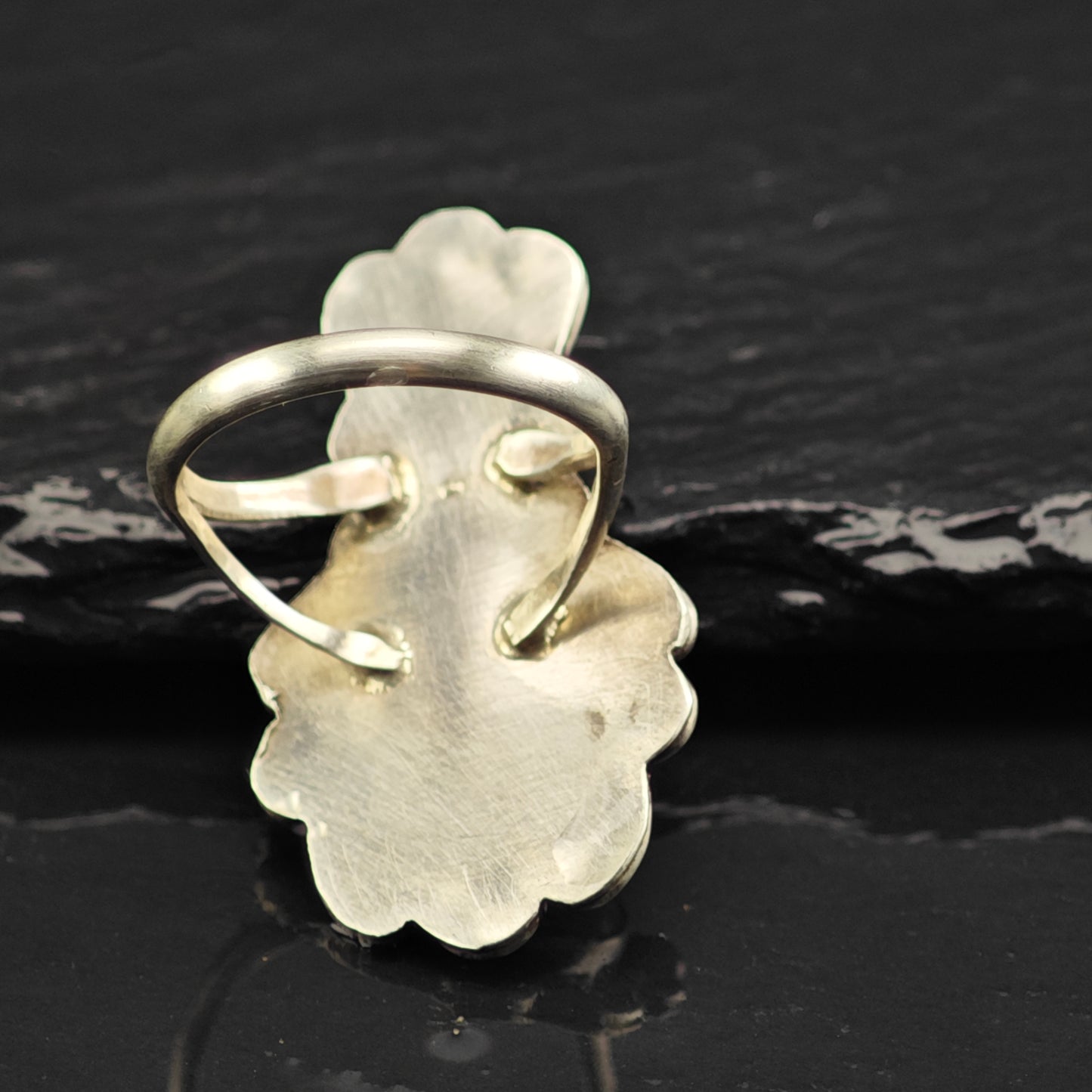Sw Mother of Pearl Coral Shadowbox Ring Sterling Silver Sz 7 R6463