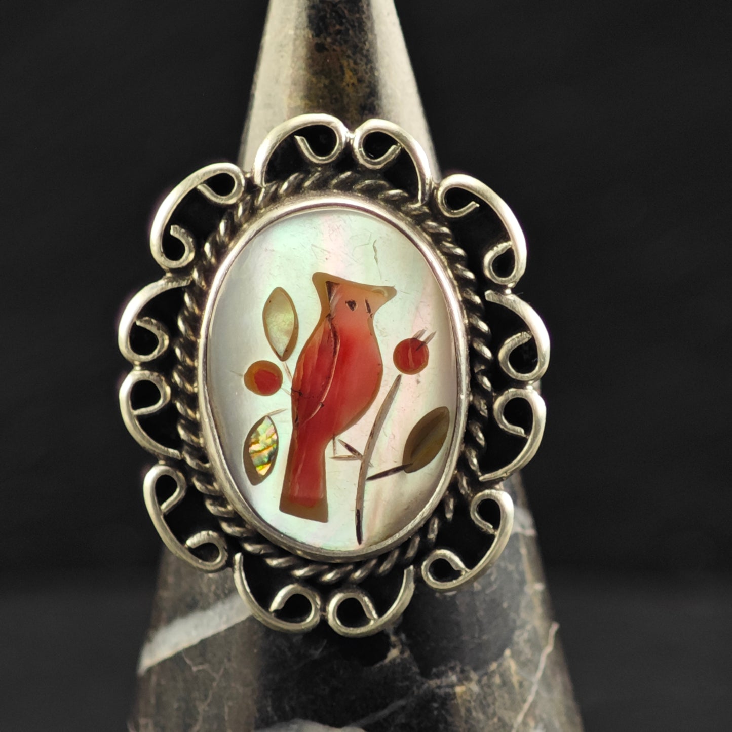 Native American Cardinal Ring Sterling Silver Sz 6 1/2 R6467