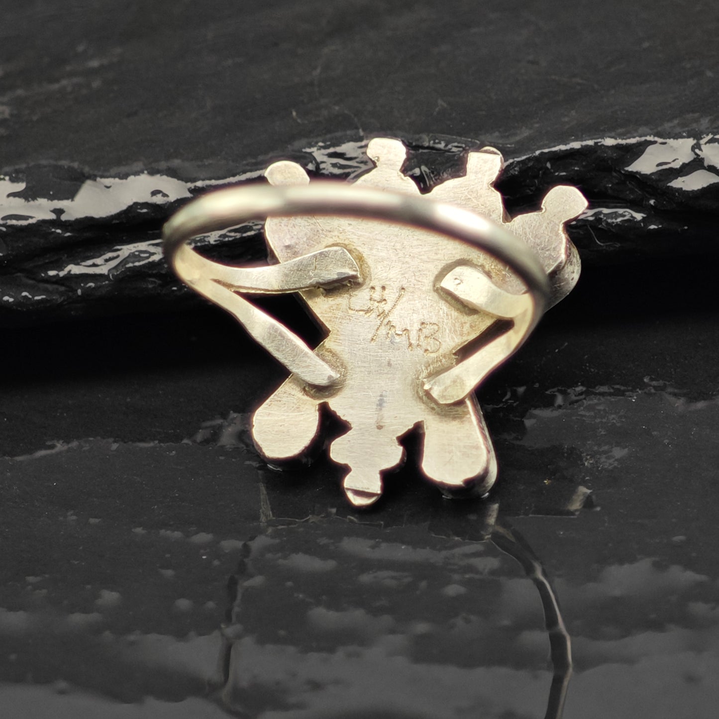 Zuni Sunface Inlay Ring Sterling Silver Sz 7 1/4 R6468
