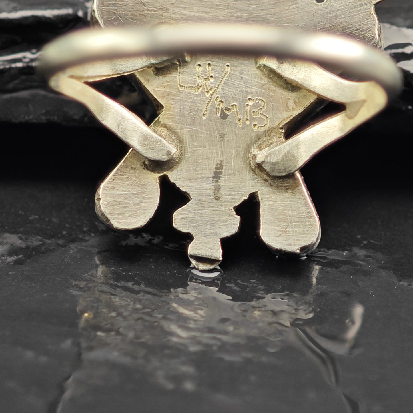 Zuni Sunface Inlay Ring Sterling Silver Sz 7 1/4 R6468