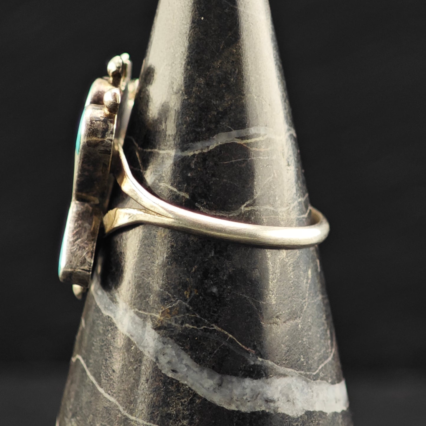 Zuni Sunface Inlay Ring Sterling Silver Sz 7 1/4 R6468