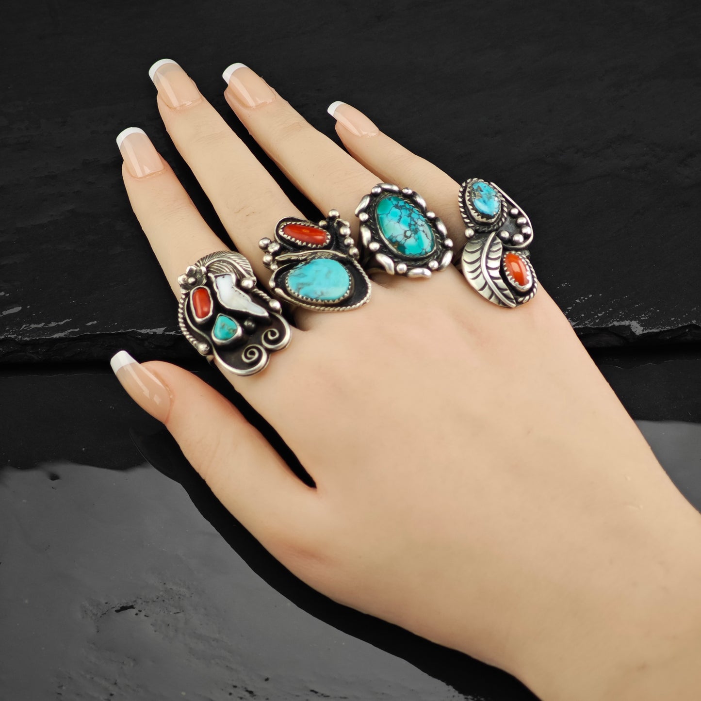 Julian Lovato Santo Domingo Turquoise Ring Sterling Silver Sz 6 R6417