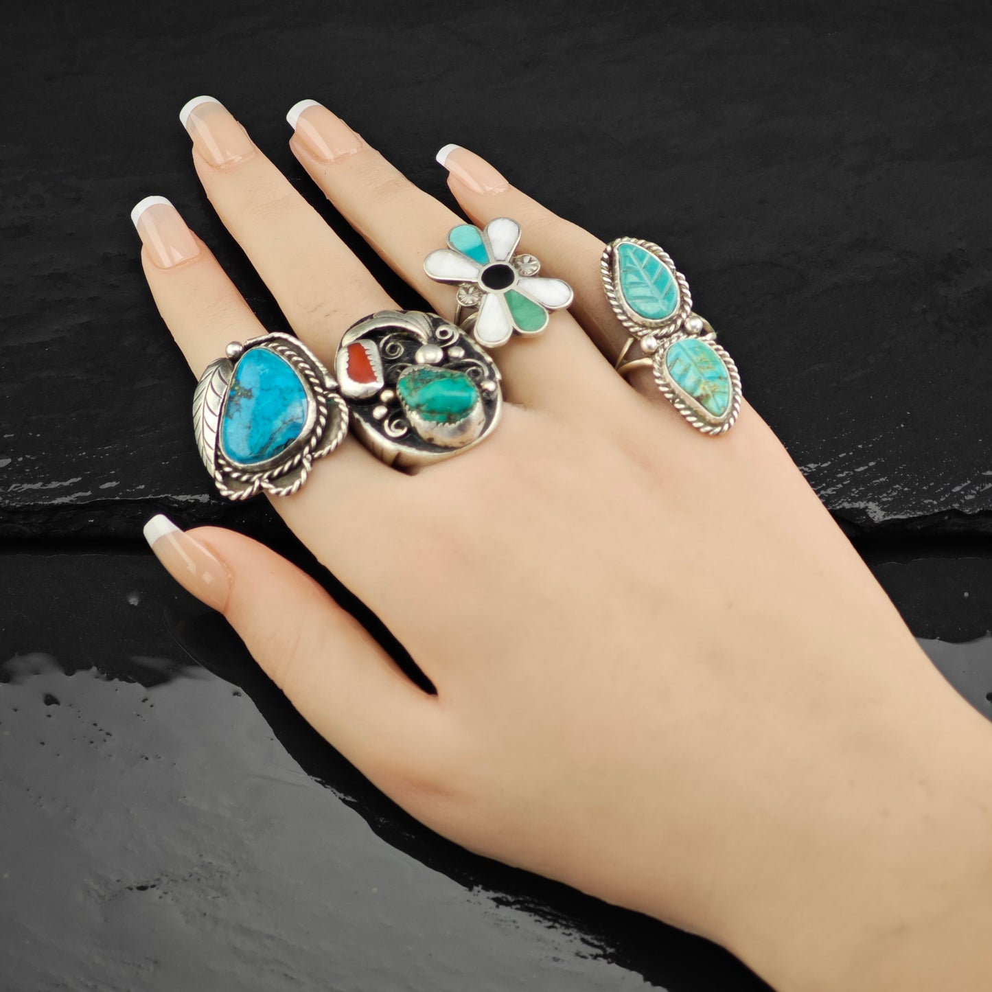 Native American Turquoise Ring Sterling Sterling Sz 7 R6425