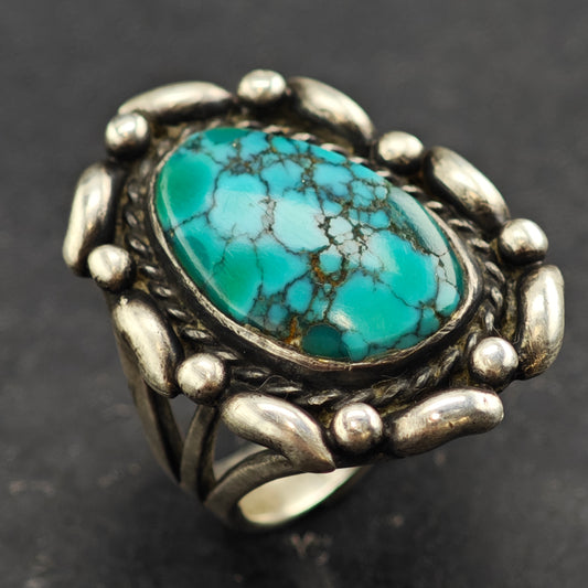 Julian Lovato Santo Domingo Turquoise Ring Sterling Silver Sz 6 R6417