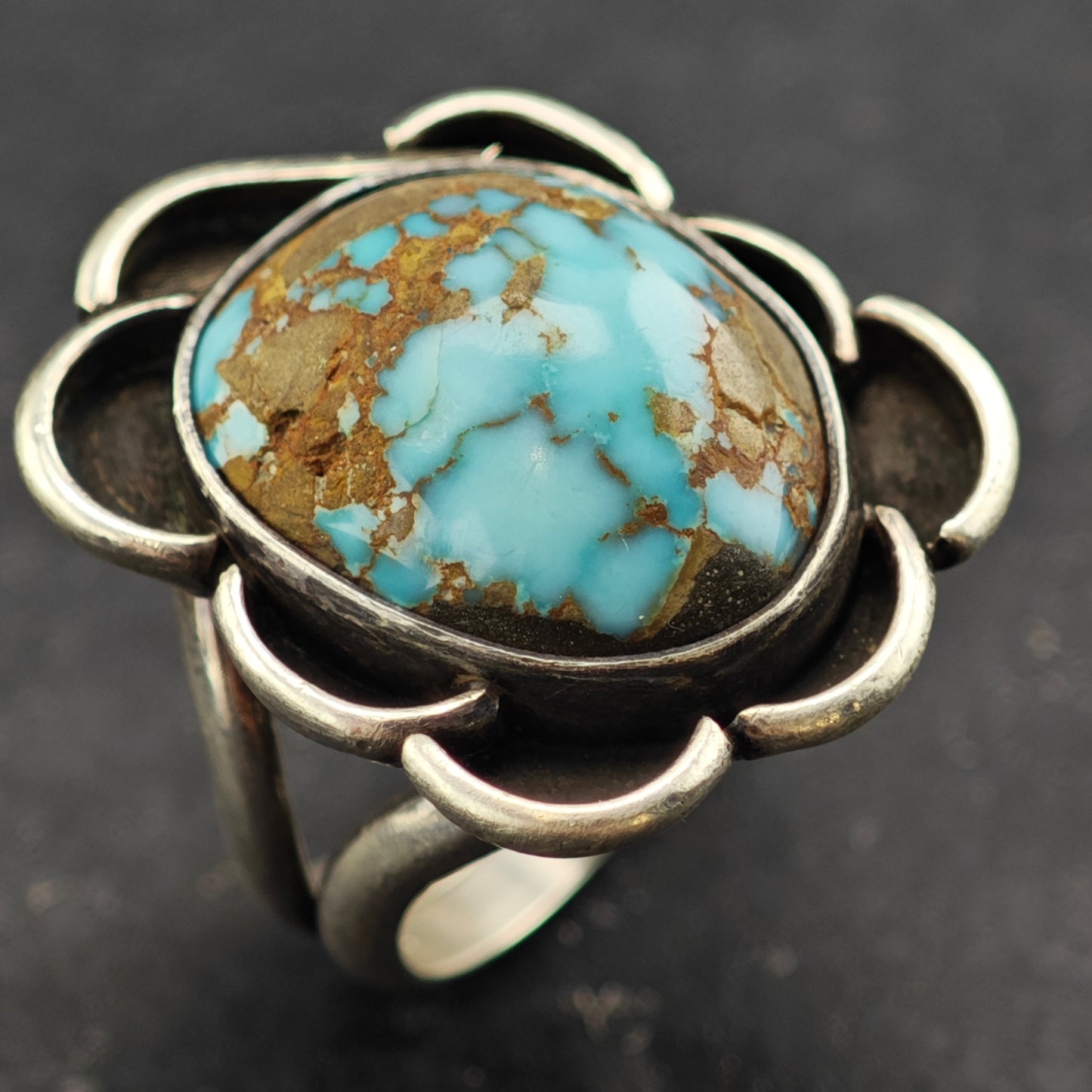 Native American #8 Turquoise Ring Sterling Silver Sz 6 R6419