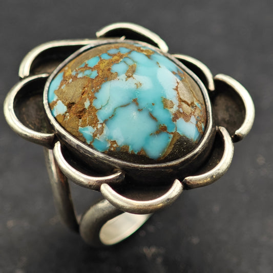 Native American #8 Turquoise Ring Sterling Silver Sz 6 R6419