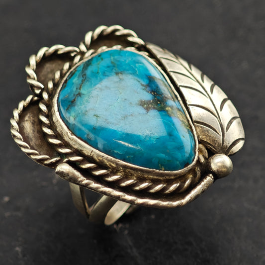Native American Turquoise Ring Sterling Sterling Sz 7 R6425