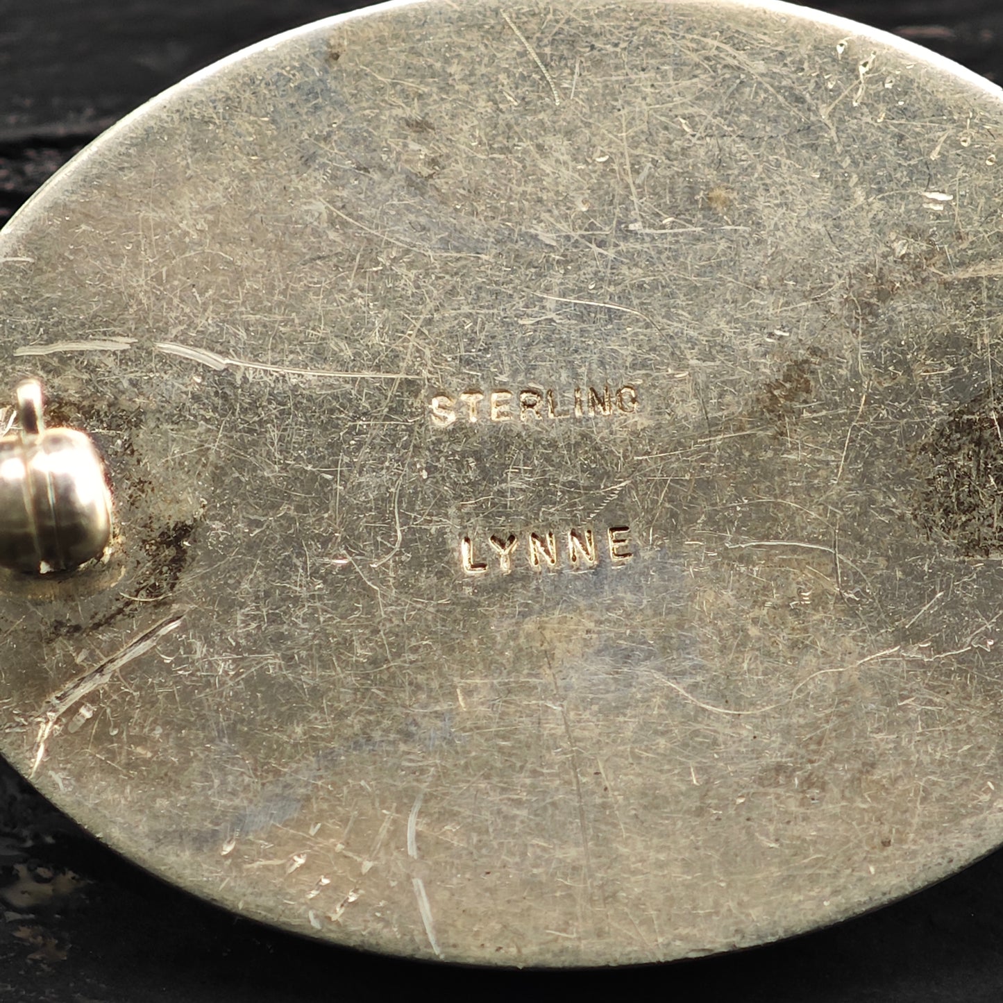 Artist Oval Brown Gemstone, Sterling Silver Brooch B2205