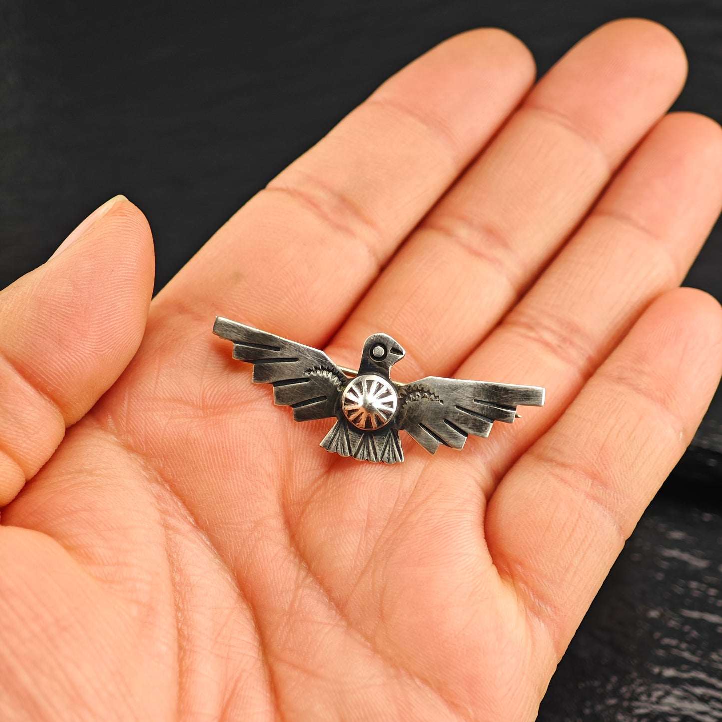 Fred Harvey Era, Thunderbird Sterling Silver Brooch B2206
