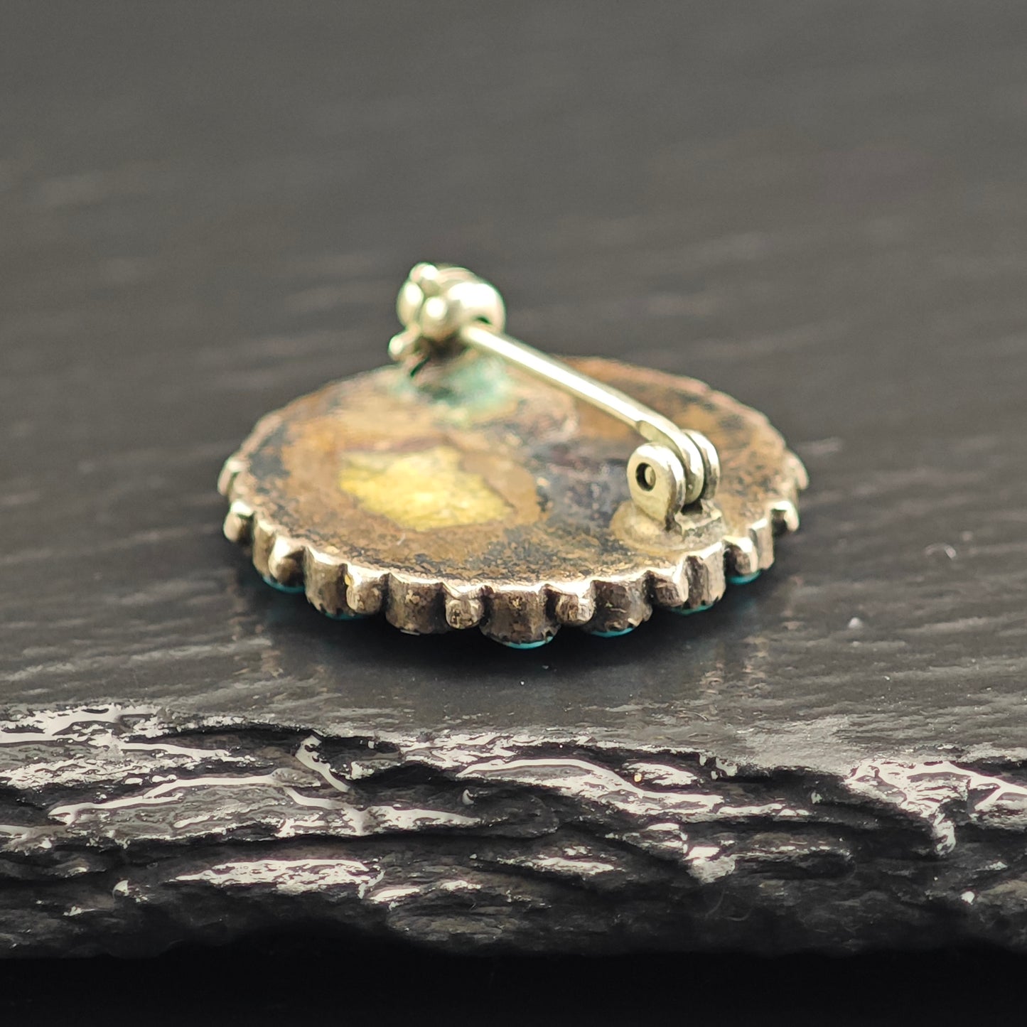 Zuni, Native American Turquoise Cluster Sterling Silver Brooch B2208