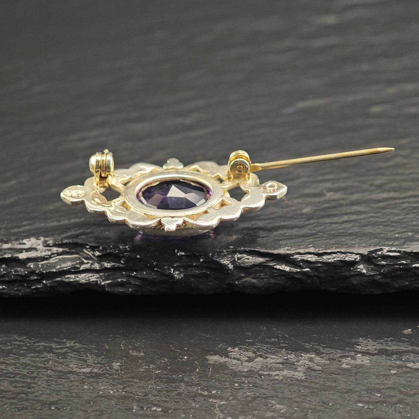 Purple Amethyst Sterling Silver Brooch B2211