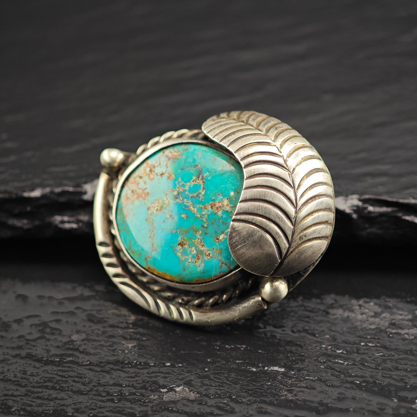 SW Floral Turquoise Sterling Silver Brooch B2216