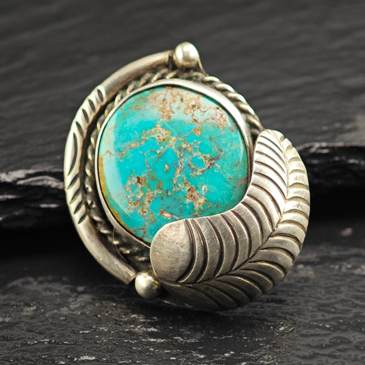 SW Floral Turquoise Sterling Silver Brooch B2216