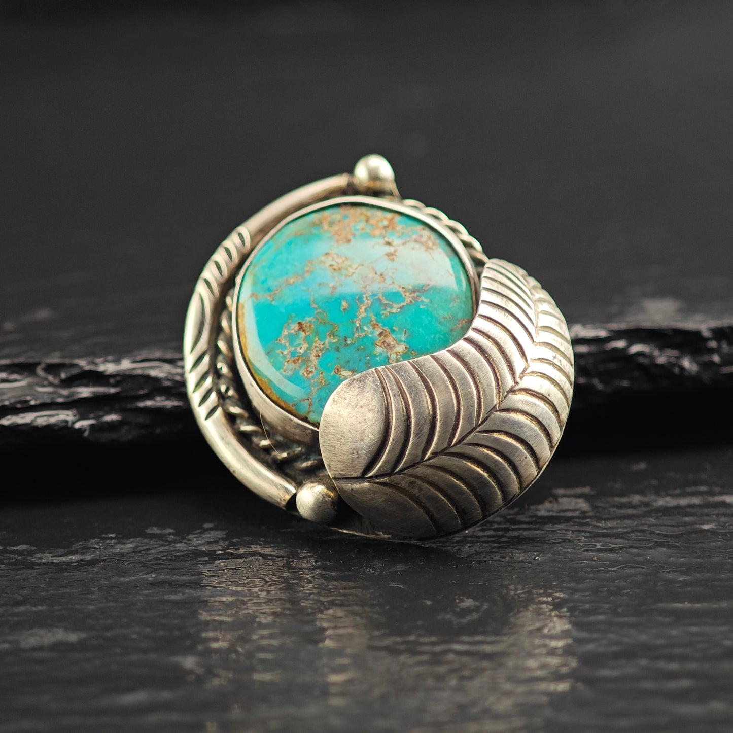 SW Floral Turquoise Sterling Silver Brooch B2216