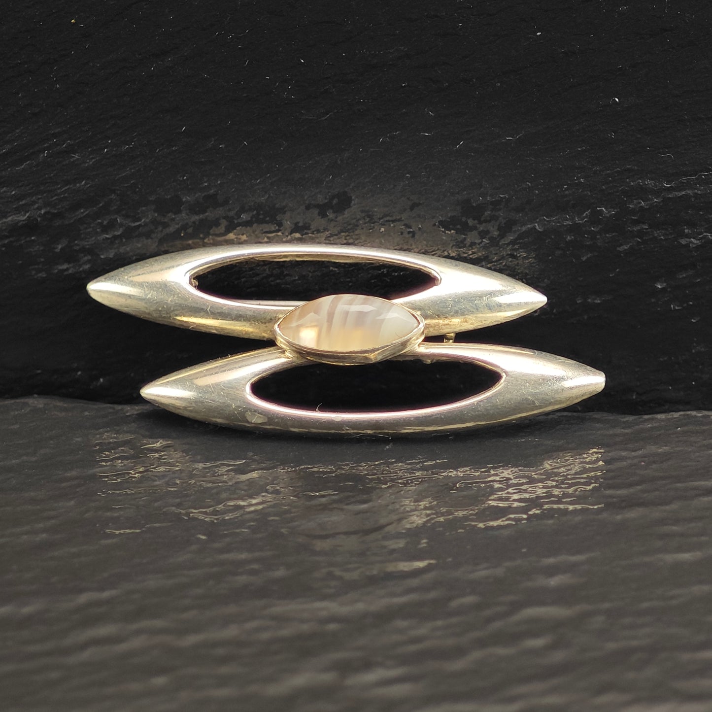 Modernist Gemstone Sterling Silver Brooch B2217