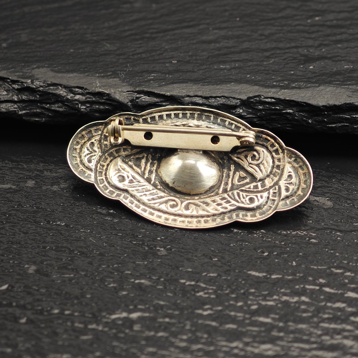 Pink Oval CZ Sterling Silver Brooch B2219