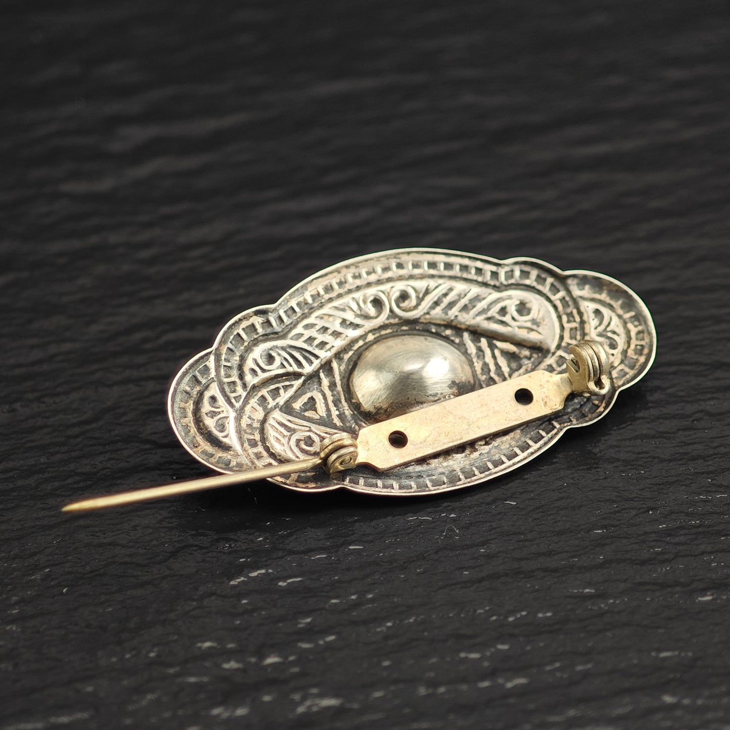 Pink Oval CZ Sterling Silver Brooch B2219