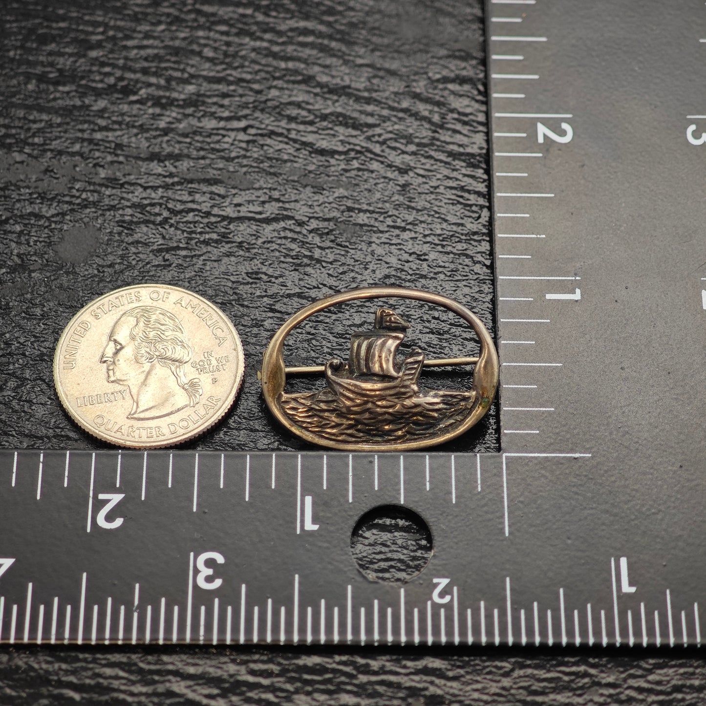 Antique 1921 Irish Viking Boat Sterling Silver Brooch B21800