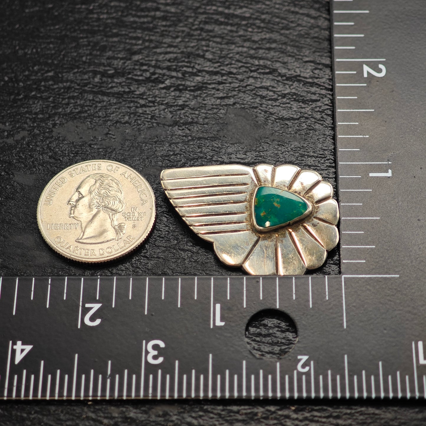 Green Turquoise Sterling Silver Brooch B2192