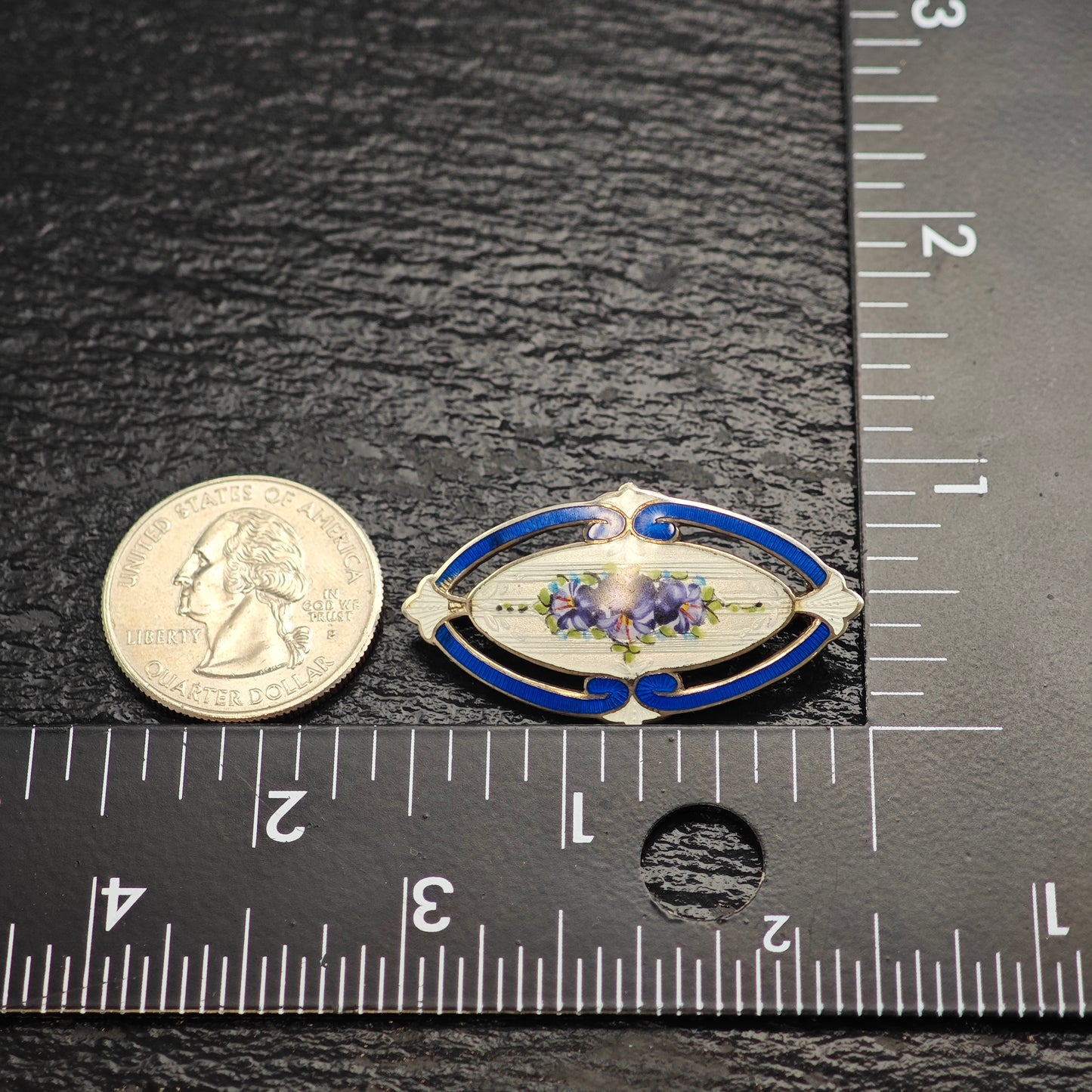 AS IS, Enamel Sterling Silver Floral Brooch B2202