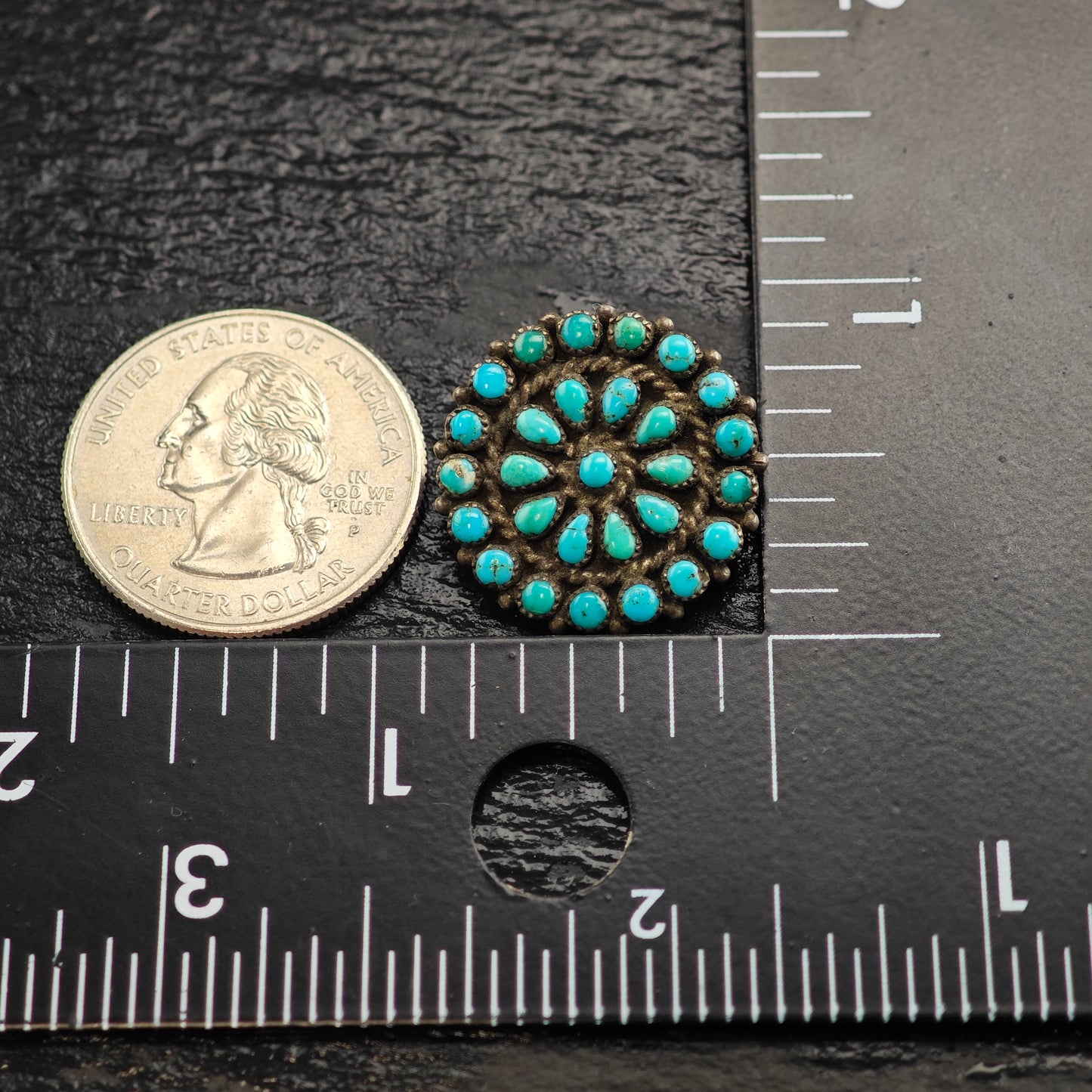 Zuni, Native American Turquoise Cluster Sterling Silver Brooch B2208