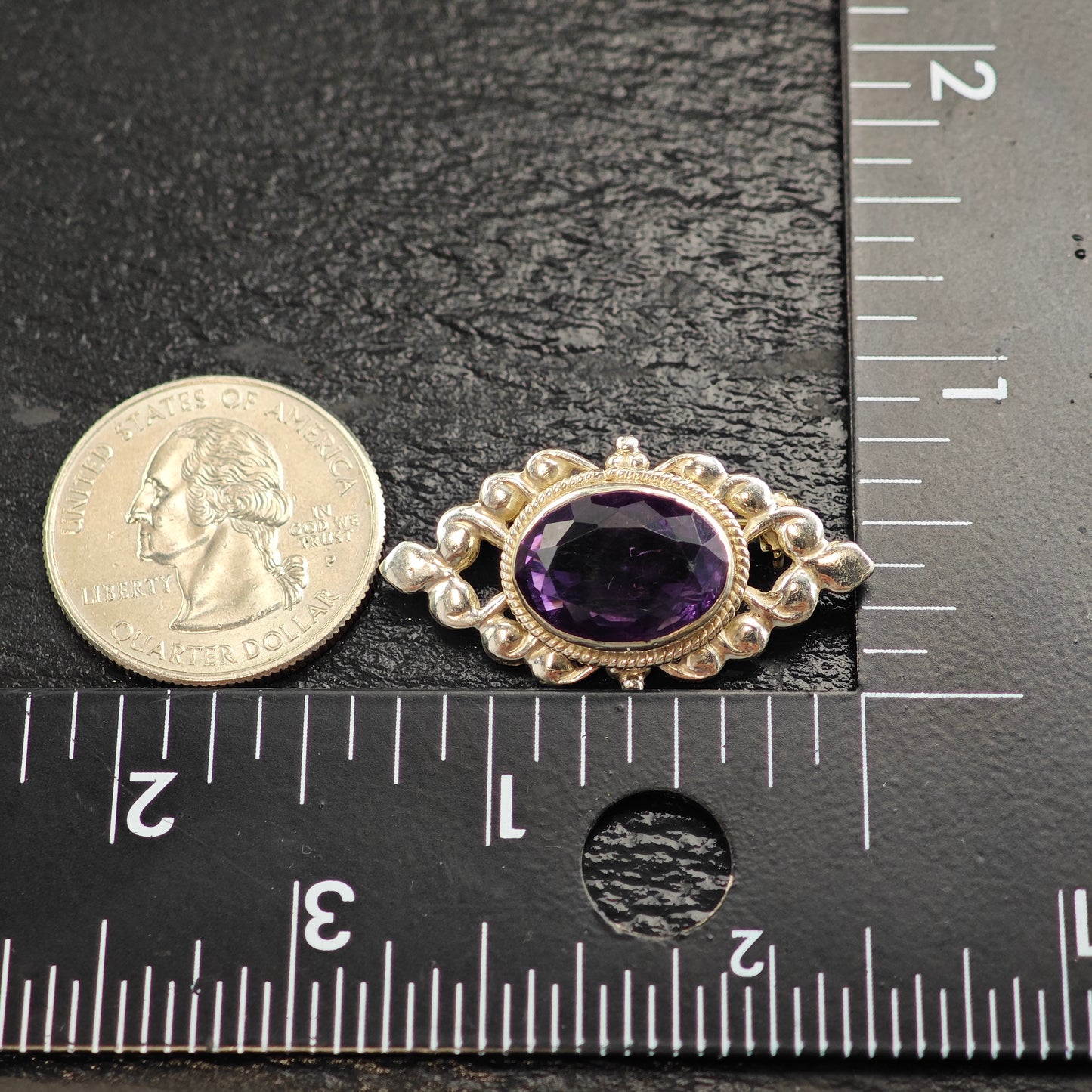 Purple Amethyst Sterling Silver Brooch B2211