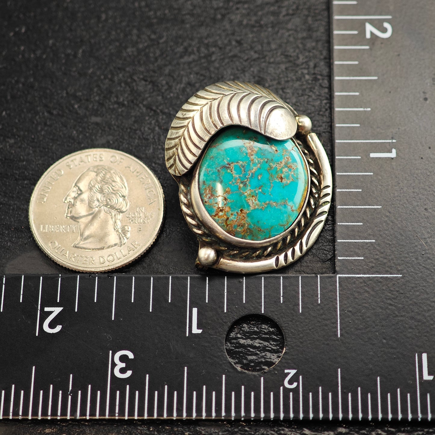 SW Floral Turquoise Sterling Silver Brooch B2216