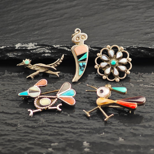 Choice of Native American Multi-Stone Inlay Sterling Silver Brooch B2215