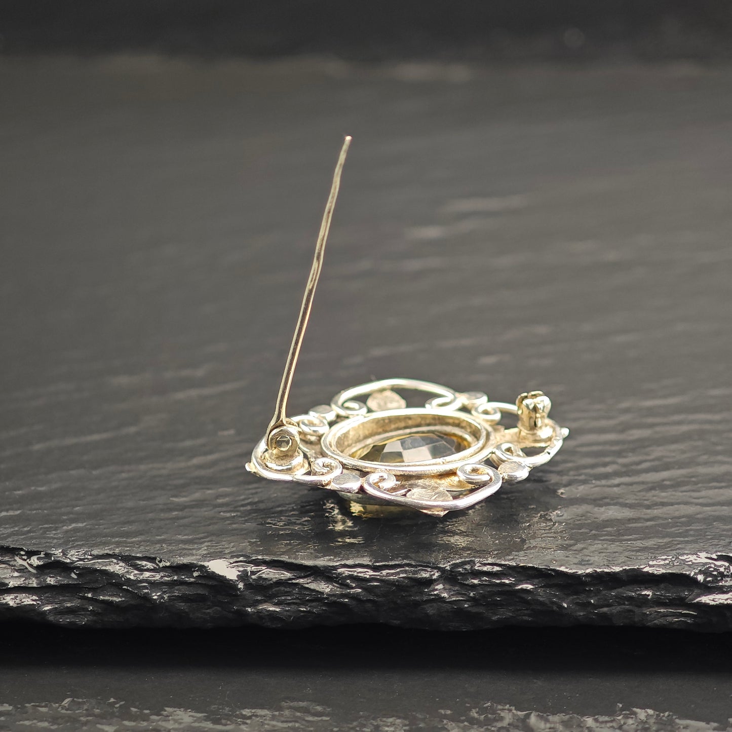 Yellow Floral Citrine Sterling Silver Brooch B2185
