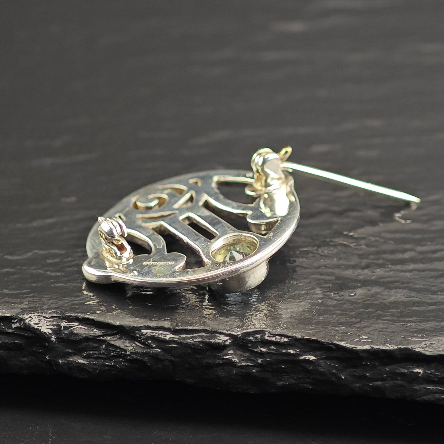 English Floral Topaz Sterling Silver Brooch B2225