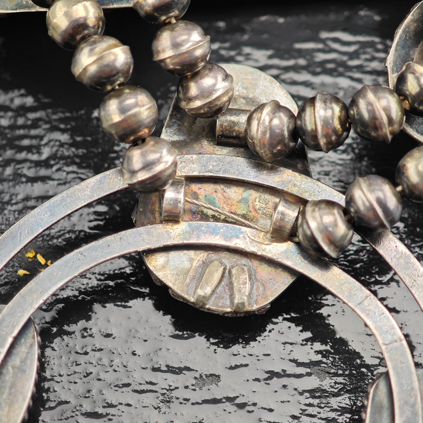 Vintage Sw Turquoise, Sterling Silver Squash Blossom Necklace  N2695