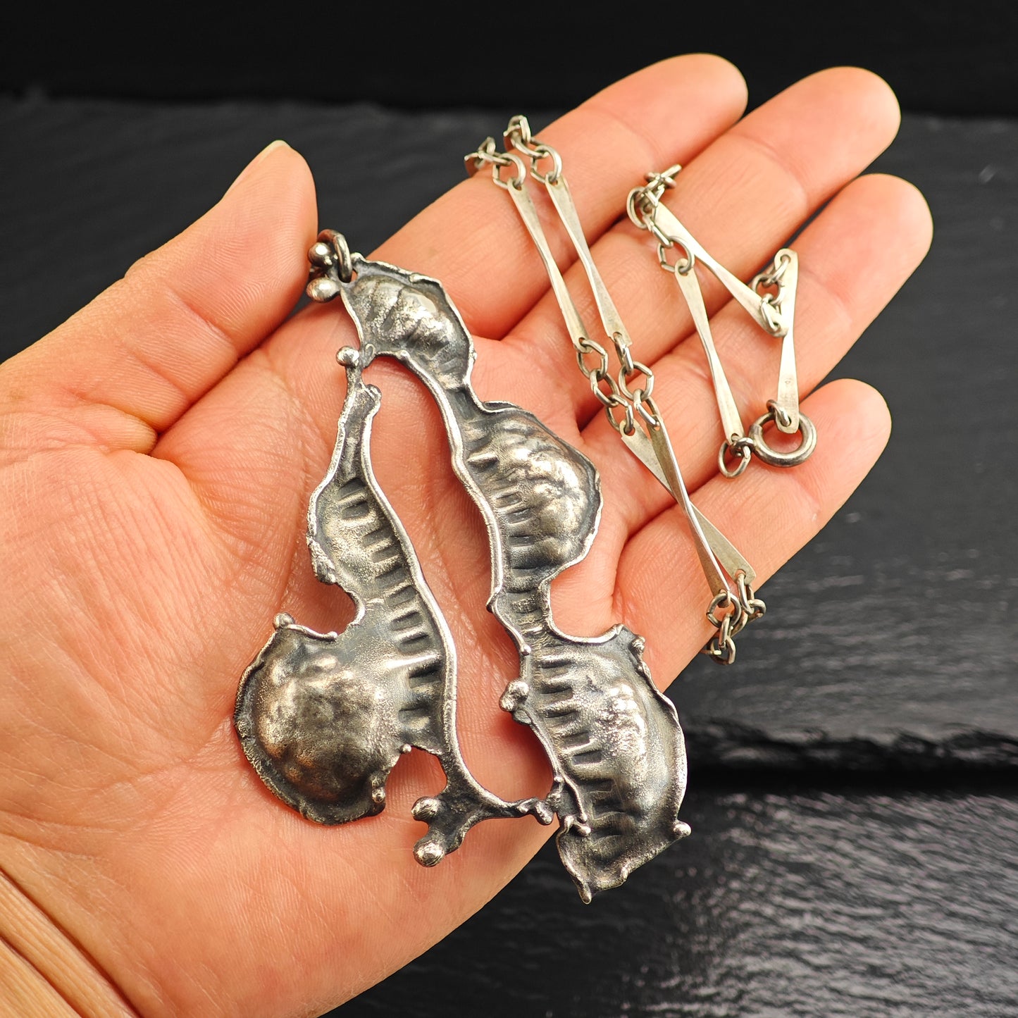 Brutalist Abstract, Sterling Silver Necklace N2698