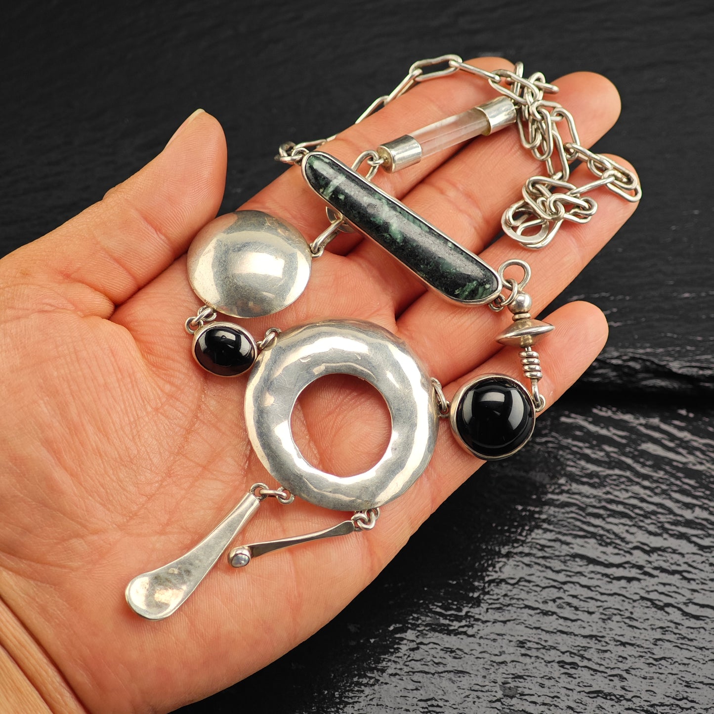 Studio Artist, Sterling Silver, Abstract Necklace N2699