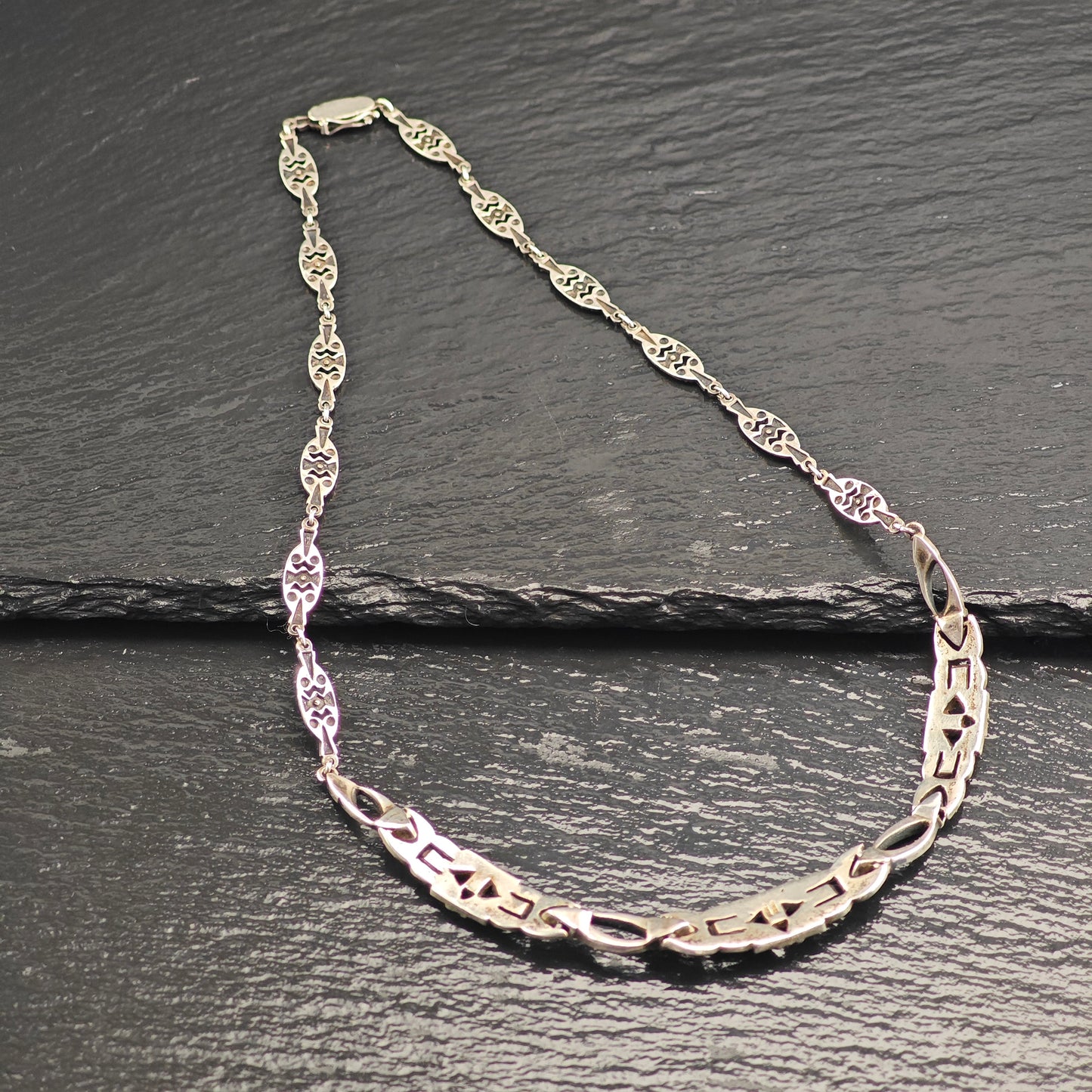 Art Deco, Sterling Silver Marcasite Collar Necklace N2701