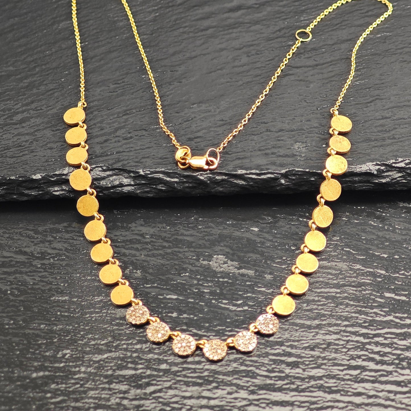 Gold Plated Diamond, Minimalist Sterling Silver Necklace N2702