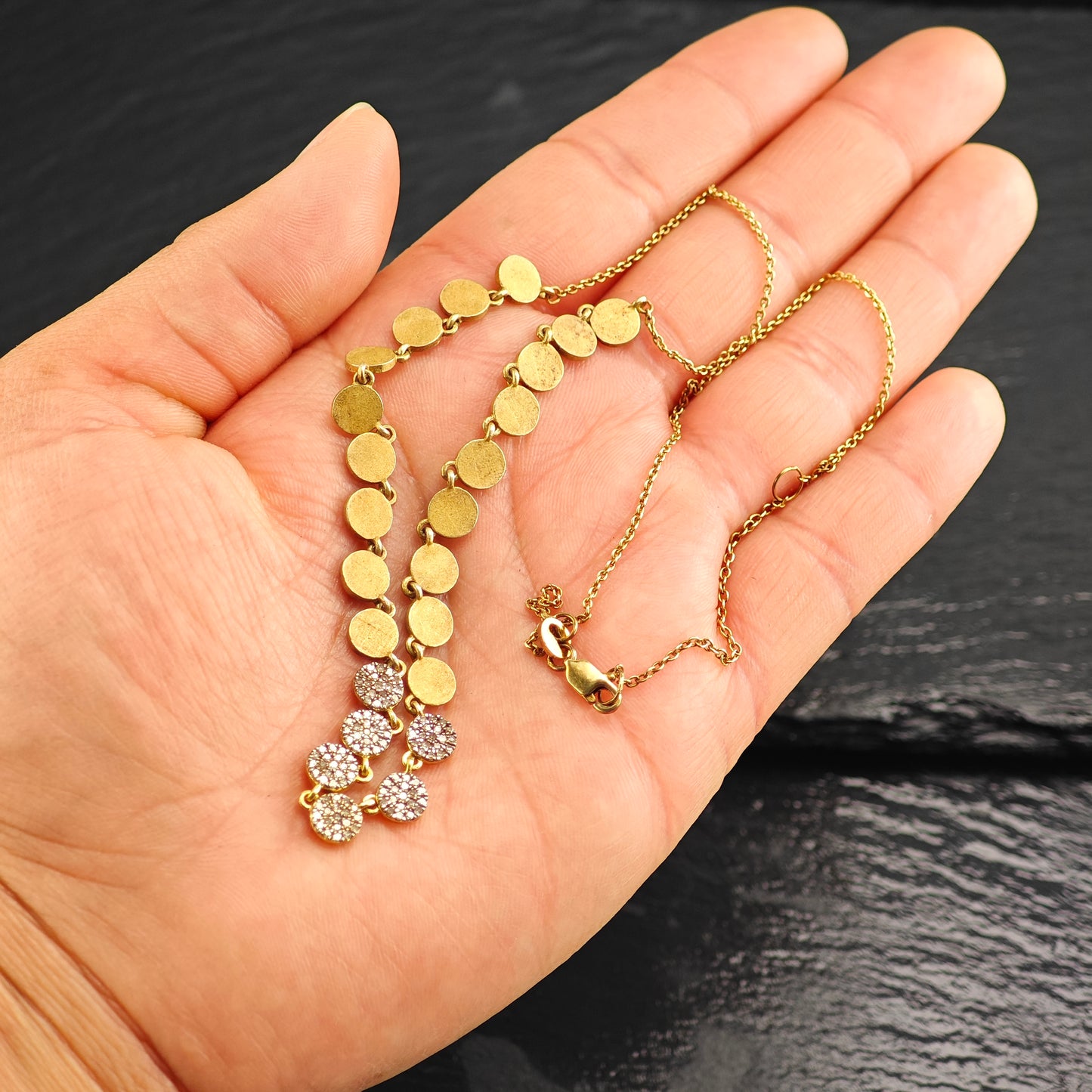 Gold Plated Diamond, Minimalist Sterling Silver Necklace N2702