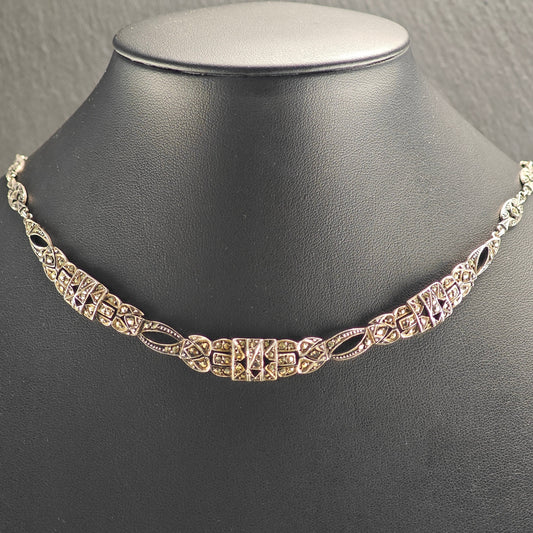 Art Deco, Sterling Silver Marcasite Collar Necklace N2701